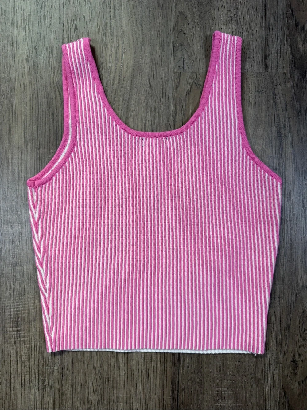 Debut Pink & White Striped Ribbed Knit Tank Top Size S/M